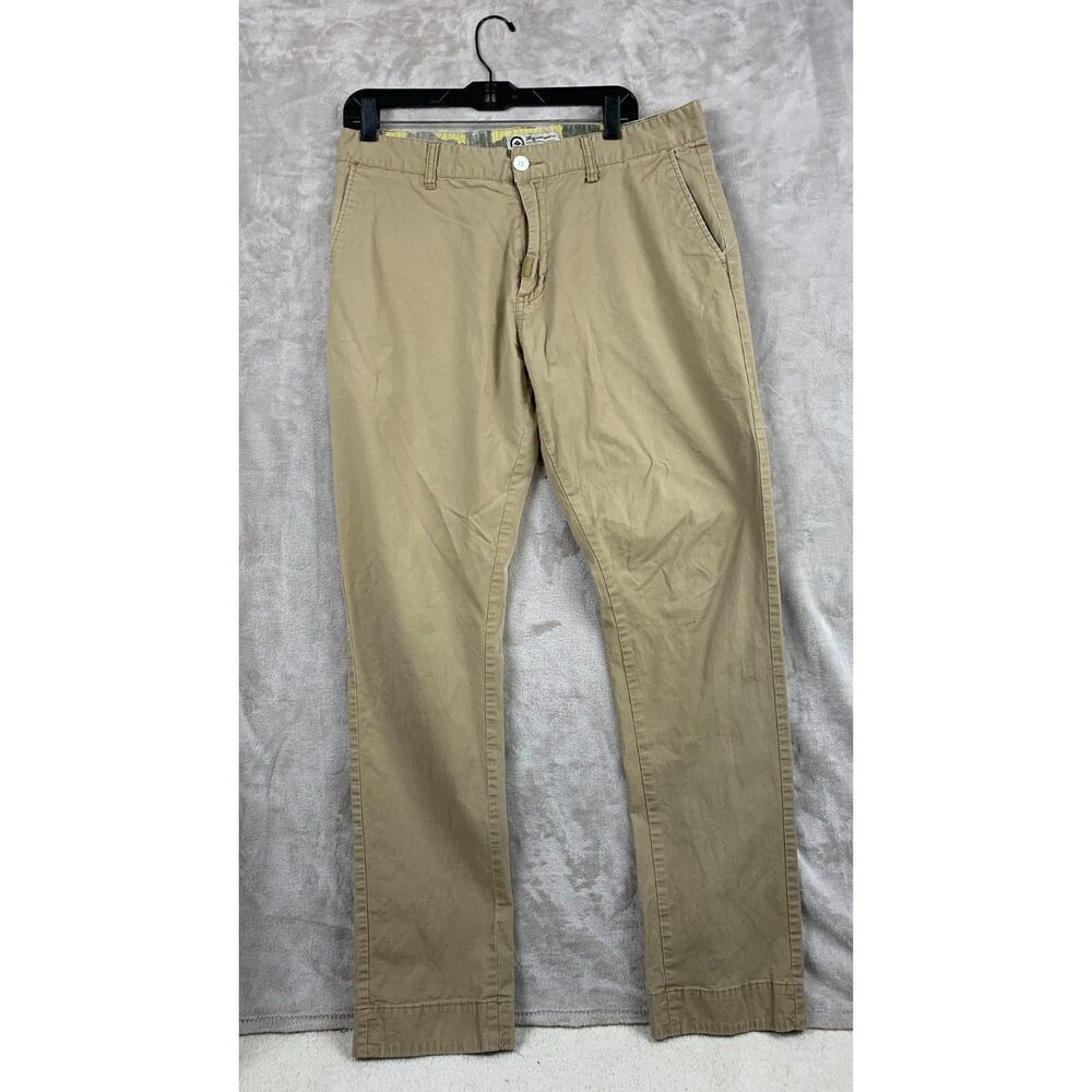 LRG Mens 36 Slim Fit Straight Leg Khaki Tan Cargo Pants Casual Utility Jeans